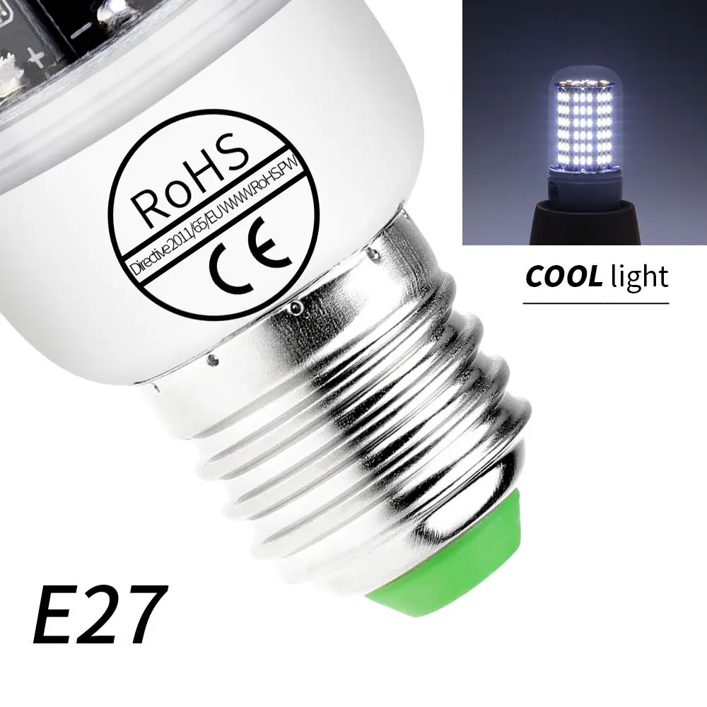 E27 Cool White Ампульная Светодиодная лампа E27, 220 В, кукурузная лампа, E14, свеча, лампа SMD 4014, Bombillas 38, 55, 78, 88, 140, светодиоды, лампада, светильник для гостиной, 360 градусов - Испускаемый цвет: E27 Cool White