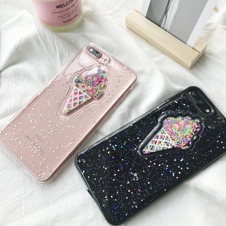 [From Jenny] Clear Transparent Ice Cream Phone Case for iPhone 7 7plus 6 6s Plus Soft Cover girls Fundas |