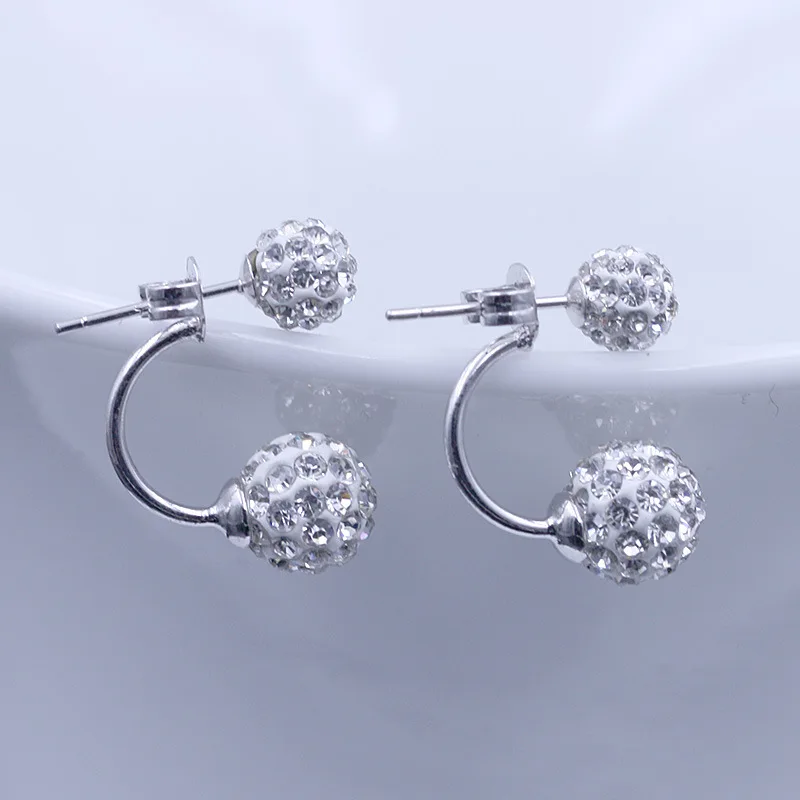 3 SIZES High Quality Dazzling 925 Sterling Silver Stud Earrings Women Inlay AAA Cubic Zirconia Shambhala Jewelry | Украшения и