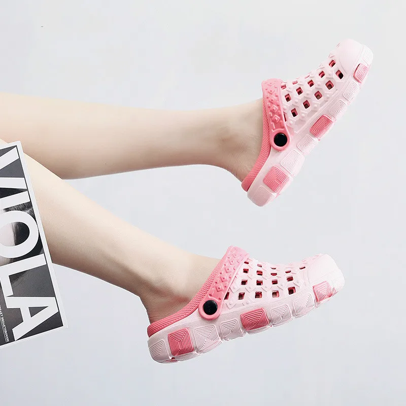 Новая женская обувь сезон весна лето Модные прозрачные Нескользящие шлепанцы на