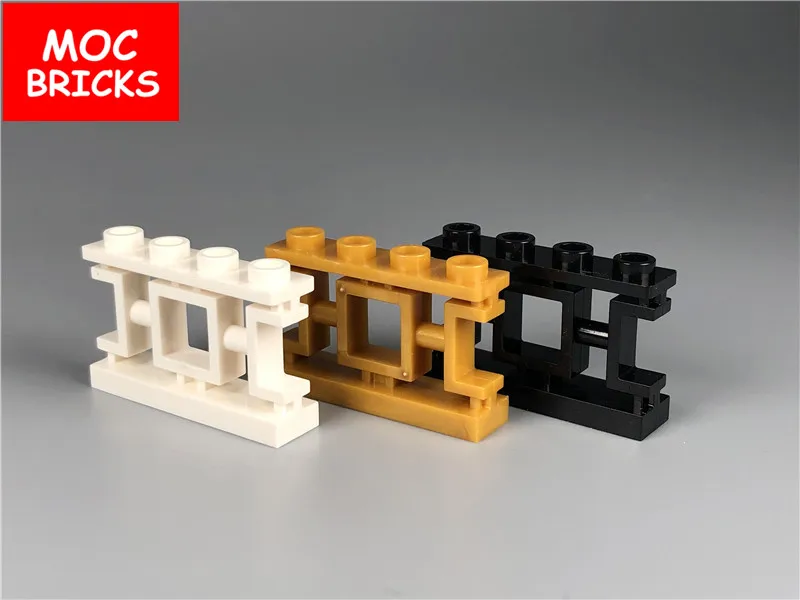 10 шт./лот MOC кирпичи забор 1x4x2 декоративная азиатская решетка с 4 гвоздиками