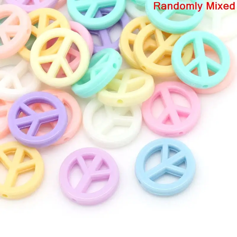 DoreenBeads круглые акриловые разделительные бусины смешанный рисунок с символом