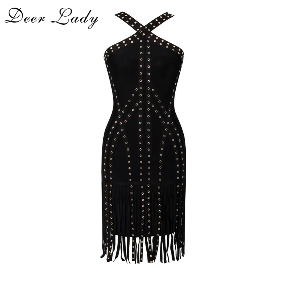 Олень Бандажное платье для женщин Rayon2017 Для кисточкой Спагетти ремень Зеленый