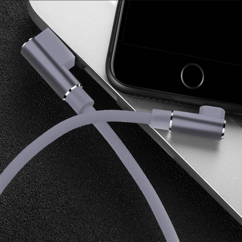 90 градусов USB быстрая зарядка кабель для iPhone X Xs Max XR 8 7 6 6S Plus 5 5S SE iPad L Тип зарядное устройство происхождения аксессуар шнур провода 2 3 м