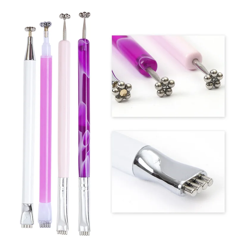 Дизайн ногтей кошачий глаз Магнитная палочка цветок сливы брендинг двойная