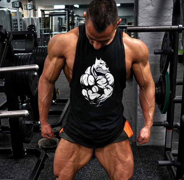 muscle dog black Хлопковые майки для тренажерного зала deltoid, мужские майки без рукавов для мальчиков, одежда для бодибилдинга, майка для фитнеса, майка для тренировок - Цвет: muscle dog black