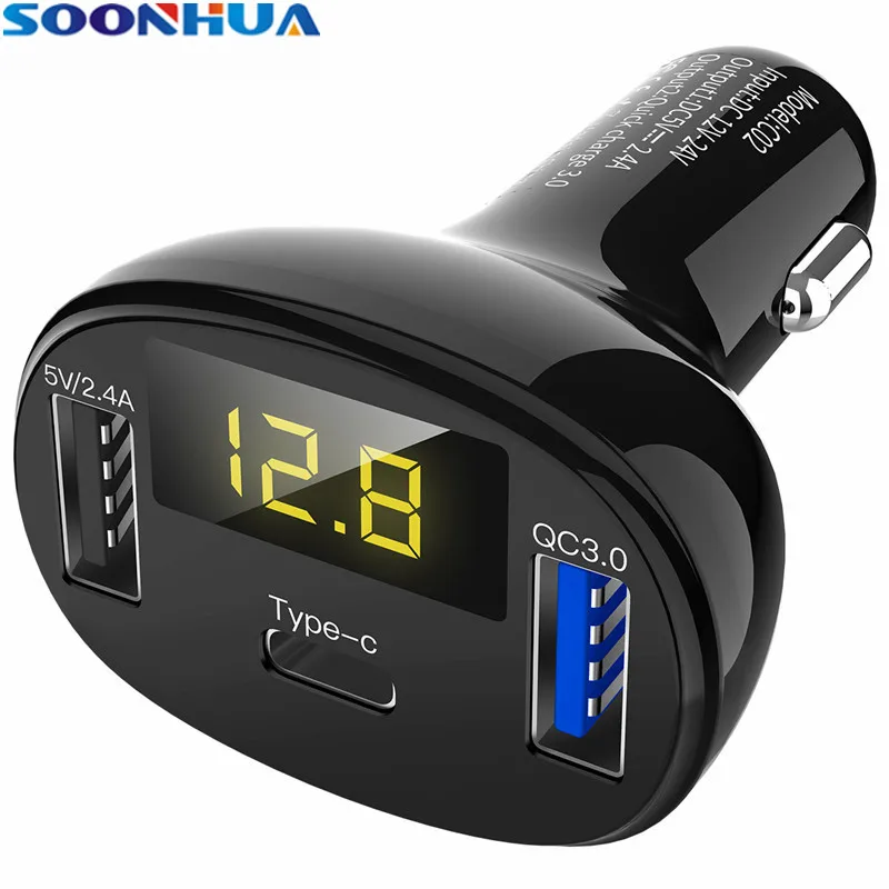 Автомобильное зарядное устройство SOONHUA QC 3 0 с USB портами и поддержкой быстрой