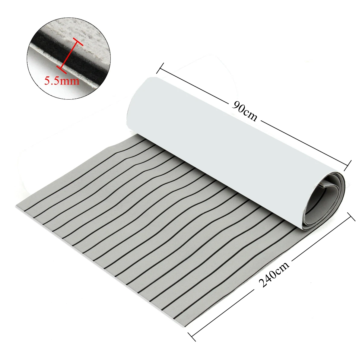 

90x240cm Self Adhesive EVA Foam Teak Sheet Dark Brown Boat Yacht Synthetic Decking Foam Floor Mat 5.5mm Gray With Black Line