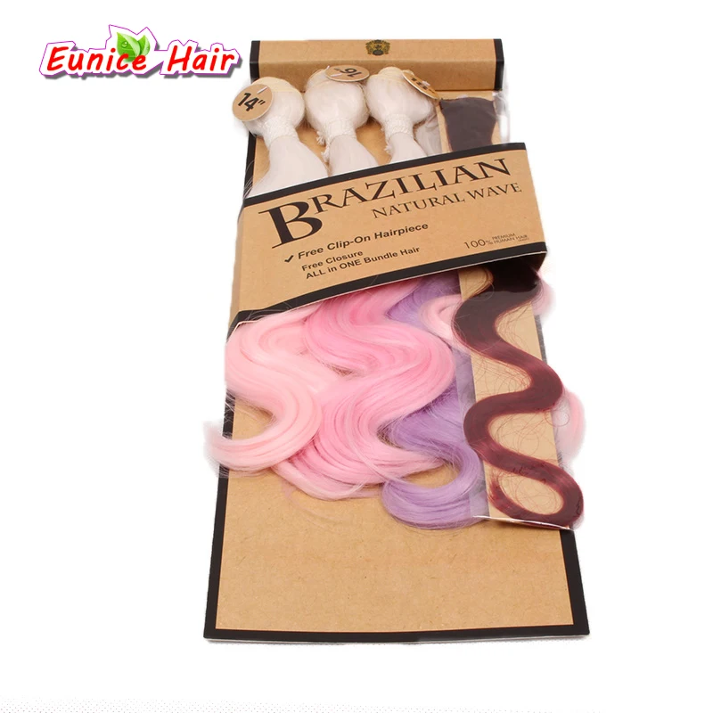 Омбре синтетические бразильские натуральные волнистые волосы на клипсах для
