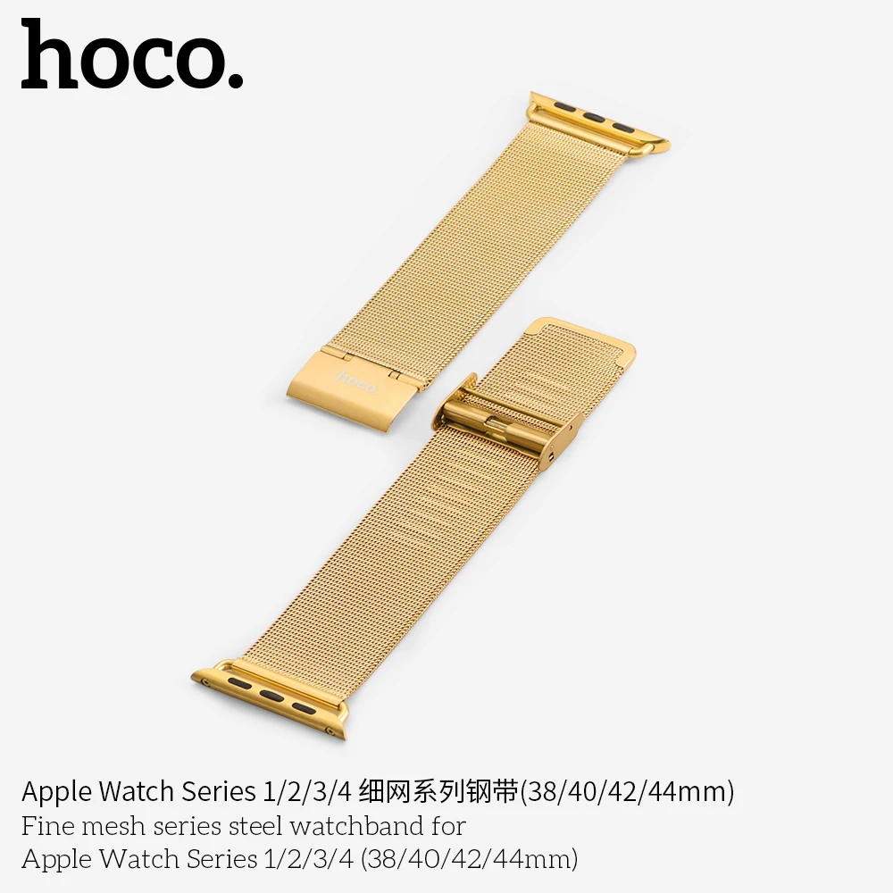 HOCO Нержавеющая Сталь Band для Apple Watch Series 5 4 3 2 1 iWatch 38 мм 44 мм 40 мм Милан Луп Двойная пряжка Женщины Мужчины Браслет