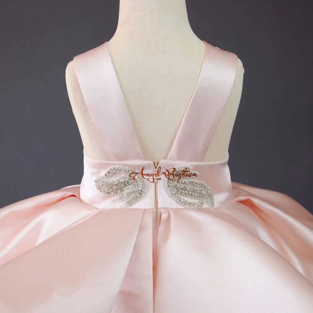 Пышное розовое платье принцессы с цветочным рисунком для маленьких девочек