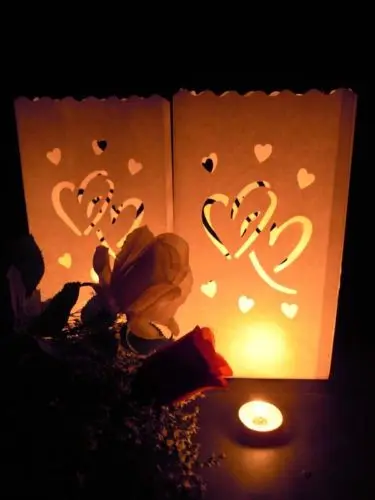 

20 Heart Wedding Candle White Paper Bag Flame Proof Safe Lantern Outdoor Garden