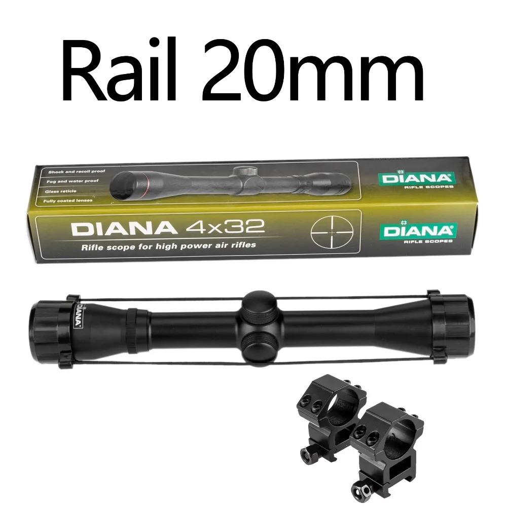 DIANA Tactical 4X32 Riflescope одна трубка стекло двойной крест сетка оптический прицел - Цвет: 20mm