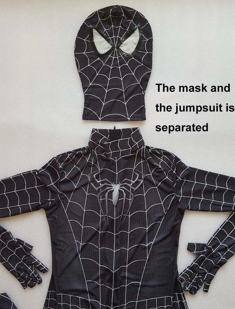 Black Spiderman Suit Взрослый черный костюм Человека-паука супергерой зентай костюм Веном костюм спайдермена мужские костюмы на Хэллоуин нарядное платье для вечеринки - Цвет: Black Spiderman Suit
