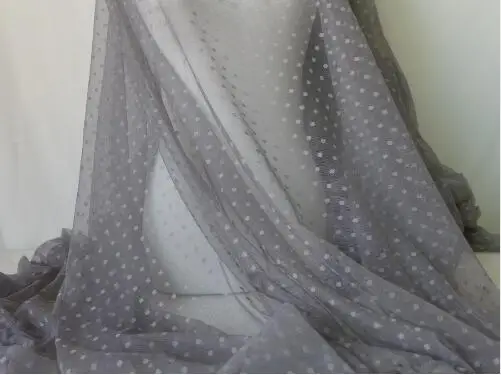 light gray Один ярд 3 цвета на выбор Мягкая сетчатая пряжа свадебное платье ткань в горошек с принтом Тюлевая сетчатая кружевная ткань от комаров DIY ширина 150 см - Цвет: light gray