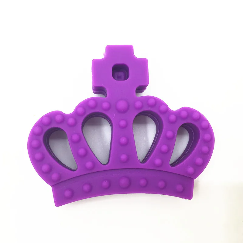 purple Силиконовая Корона бусина для соски-прорезывателя-силиконовая Детская Подвеска «Зуб» Игрушки-принцесса подвеска в форме короны Прорезыватель-прорезыватель Игрушка поводок для девочки - Цвет: purple