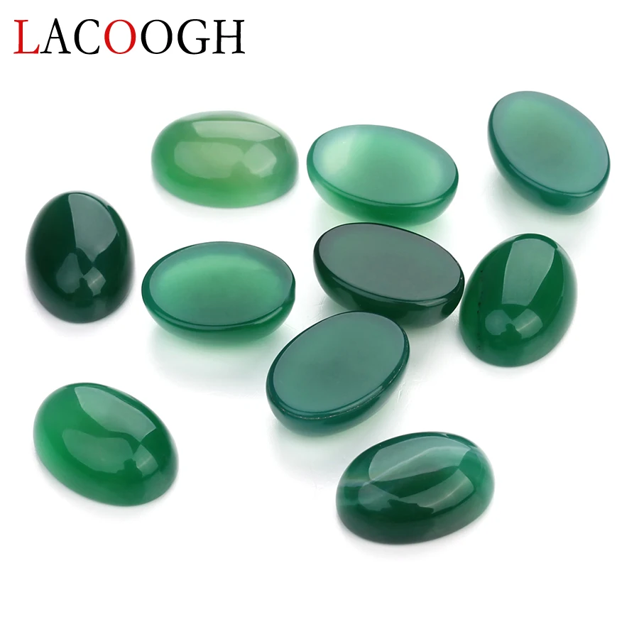 

Wholesale New Fashion Bulk 10pcs/lot 13*18mm Oval Flat back Green Cabochons Beads Natural Stone Beads for DIY Jewelry Findings