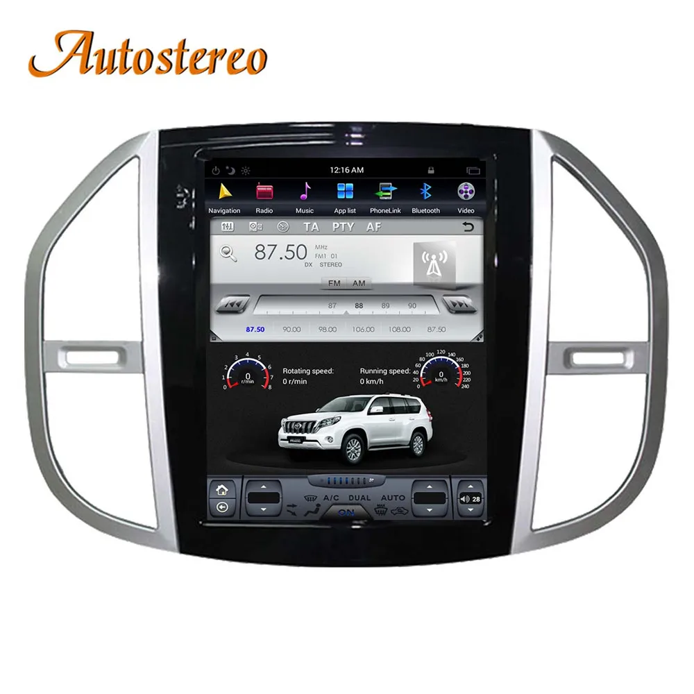 12." Tesla Car Radio Vertical Screen For Mercedes-Benz Vito+ 2Din GPS Navigation Recorder Headunit Multimedia Player 2+64G