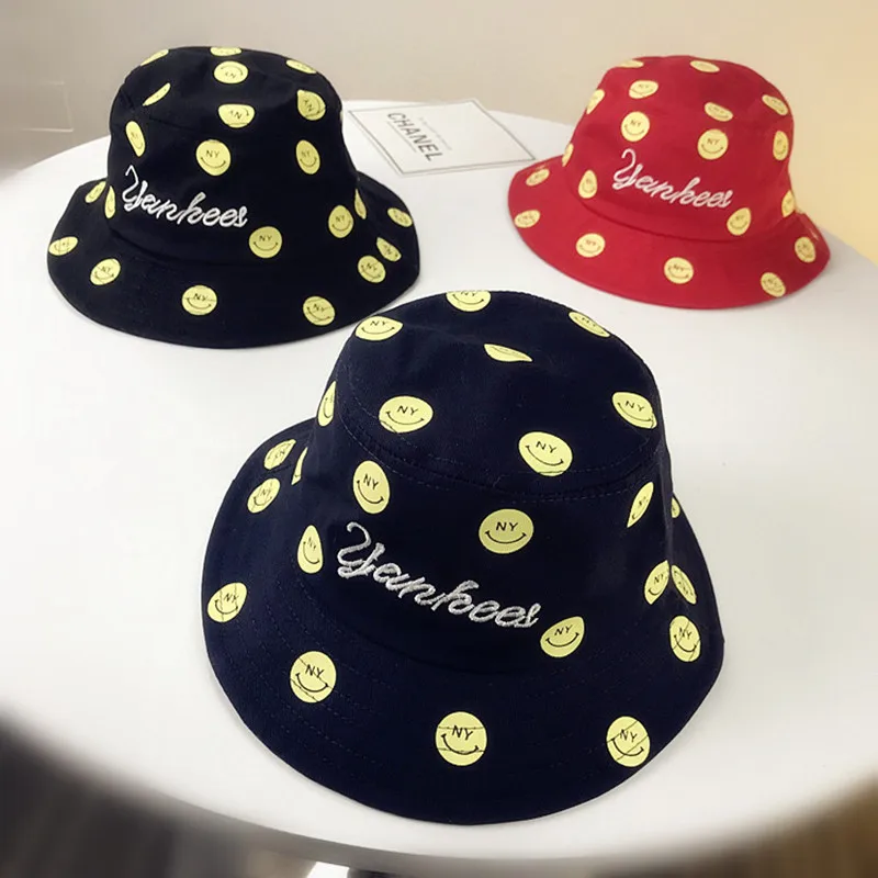 Baby Hat Summer Sunhat Smile Face Boy Girl Prevent UV Sun bonnet Pure Cotton Children Cap 48-50cm | Детская одежда и обувь