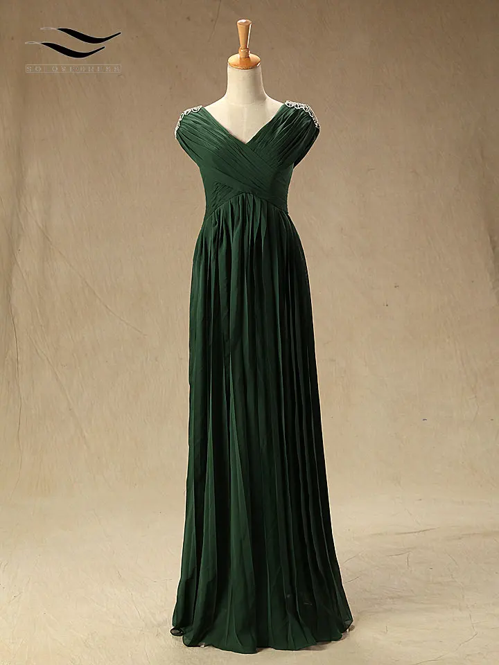 

Платье Slovedress с V-образным вырезом, элегантное Плиссированное пляжное шифоновое вечернее платье с длинным рукавом, платье для выпускного веч...