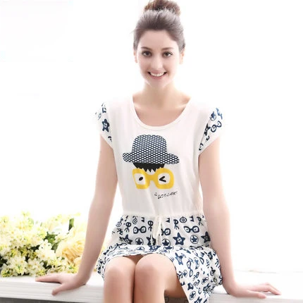 Новое поступление 100% хлопковая Милая Ночная рубашка женская летняя одежда для