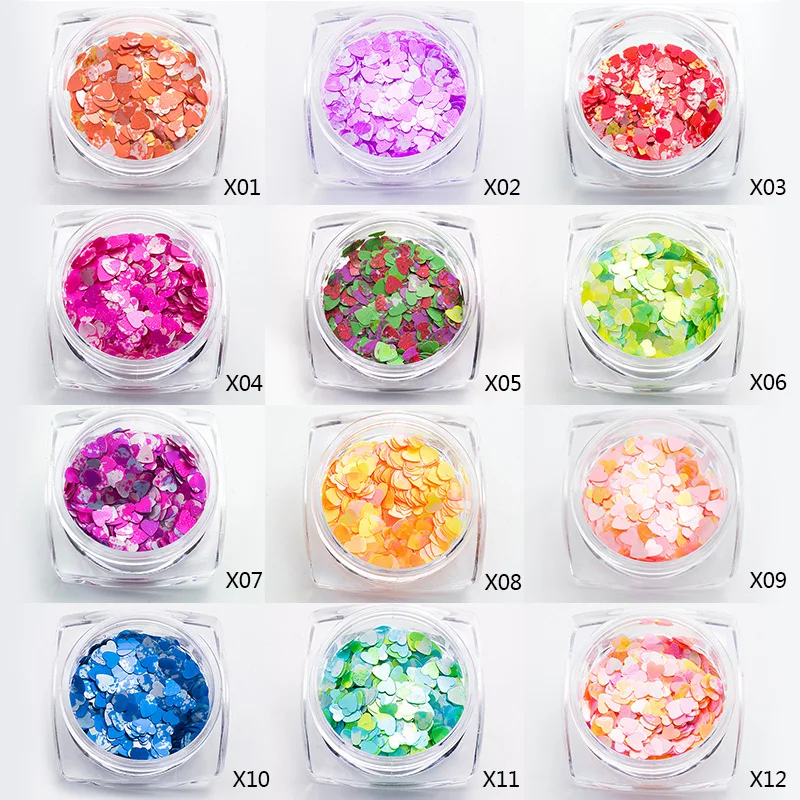 Mtssii разноцветные Блестки для лазерного маникюра в форме сердца блестки ногтей