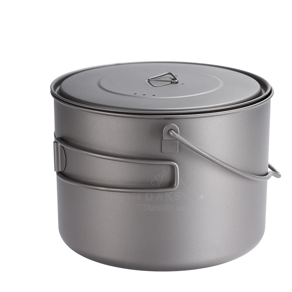TOAKS Titanium Pot Ultralight Outdoor Camping Hiking Backpacking Hanging Tableware With Bail Handle 1600ml 7.4oz POT-1600-BH