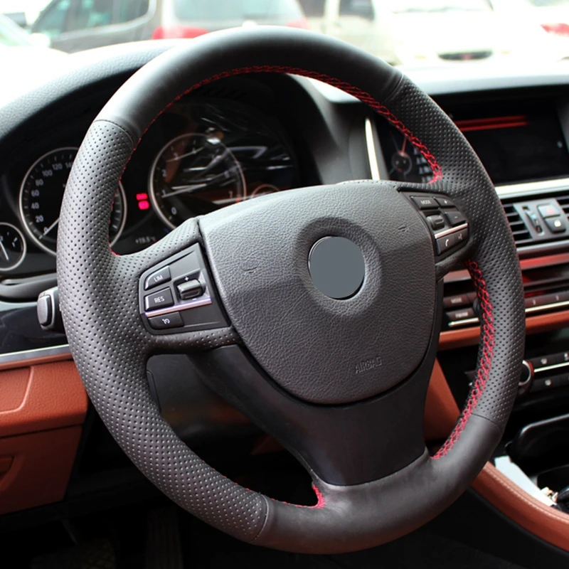 GNUPME DIY Black Artificial Leather Hand-Stitched Car Steering Wheel Cover for BMW 520i 528i 2013 2014 730Li 740Li 750Li F10 | Автомобили