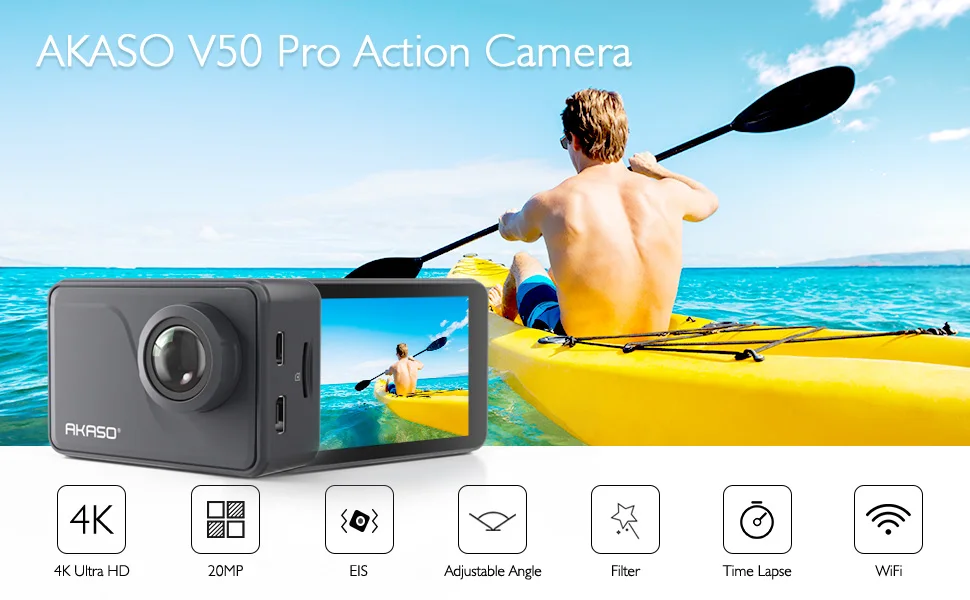 Оригинальная экшн-камера AKASO V50 Pro SE 4K 60fps, встроенная 4G DDR, 2 дюйма, сенсорный экран, 20 мп, подводная спортивная камера