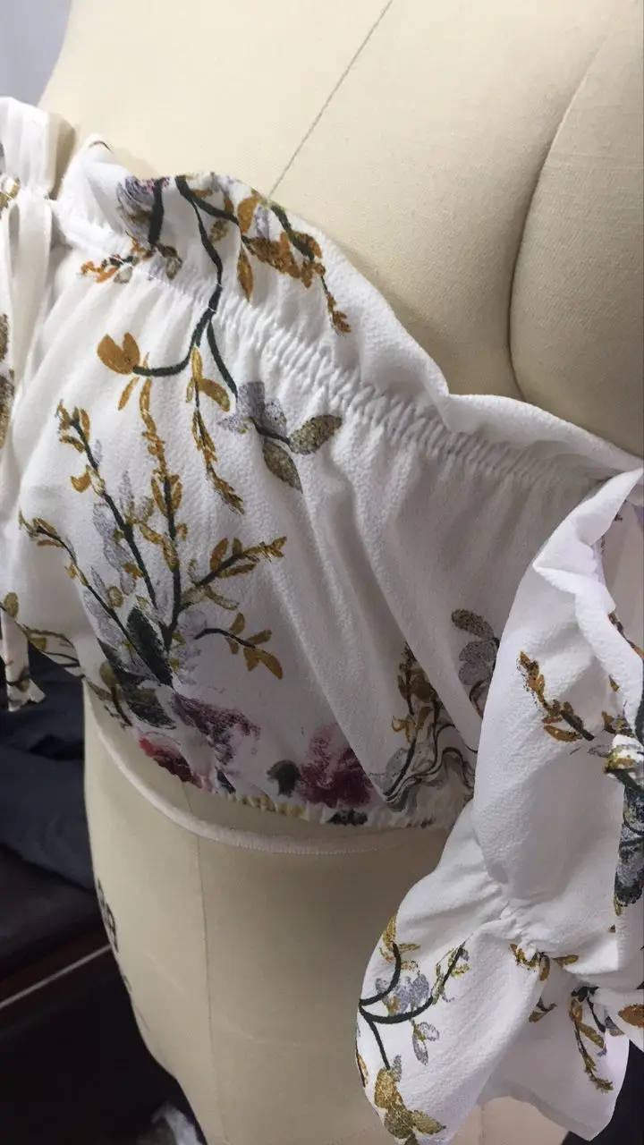 Красный Slash шеи Блузка рубашка Для женщин укороченный Топы корректирующие с