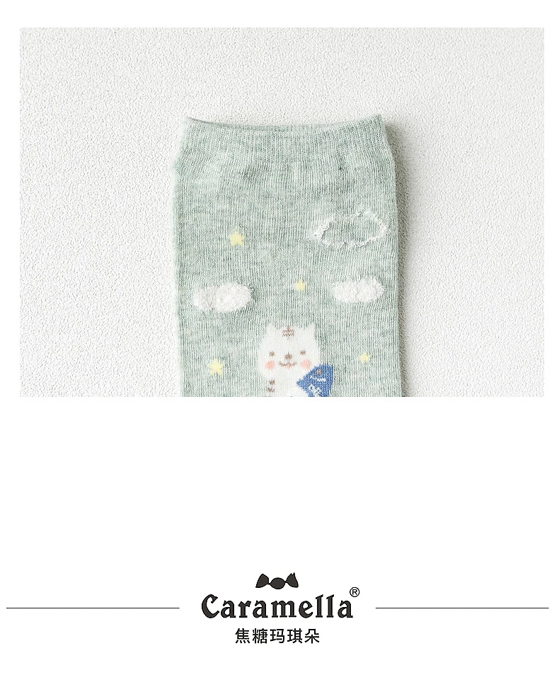 Caramella, 4 пар/лот, хлопковые женские носки, снежинка, мягкие, 3D, короткие носки, Sokken Vrouwen Calcetines Algodon Mujer Calzini Donna