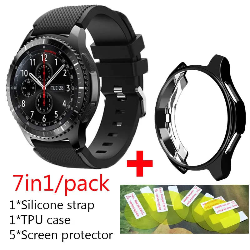 7в1 набор полос для Samsung Gear S3 frontier classic/Galaxy Watch 46 мм ремешок + ТПУ Оболочка Чехол