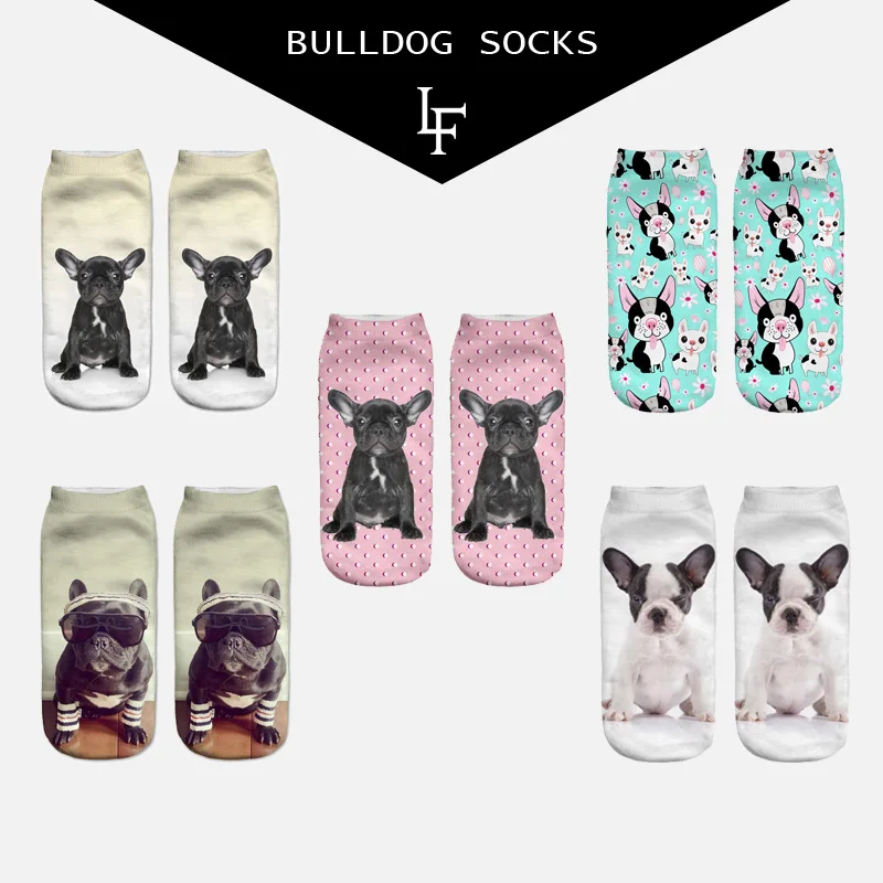 Новые милые носки с 3D принтом бульдога женские короткие носки|low cut ankle socks|socks