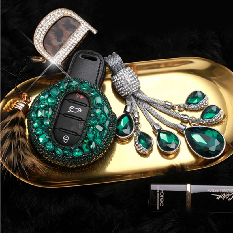 

Fashion Women Smart Remote Car Key Fob Cover ABS Diamond Case Holder For Mini Cooper F54 F55 F56 F57 F60 Car Decoration Styling