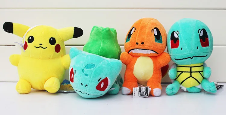 4 шт./лот Аниме Симпатичные Bulbasaur Squirtle Charmander Мягкие плюшевые игрушки мягкие детские куклы " 15 см