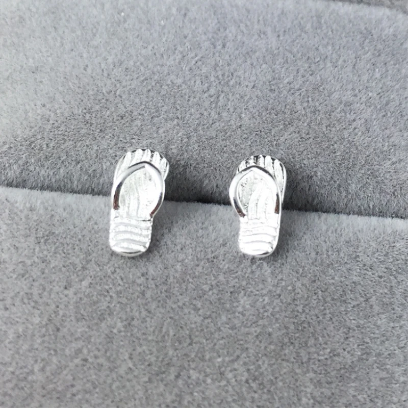 

Cute Mini Flip Flop Korea Sweet Silver Color Temperament Personality Trendy Female Stud Earrings SEA215