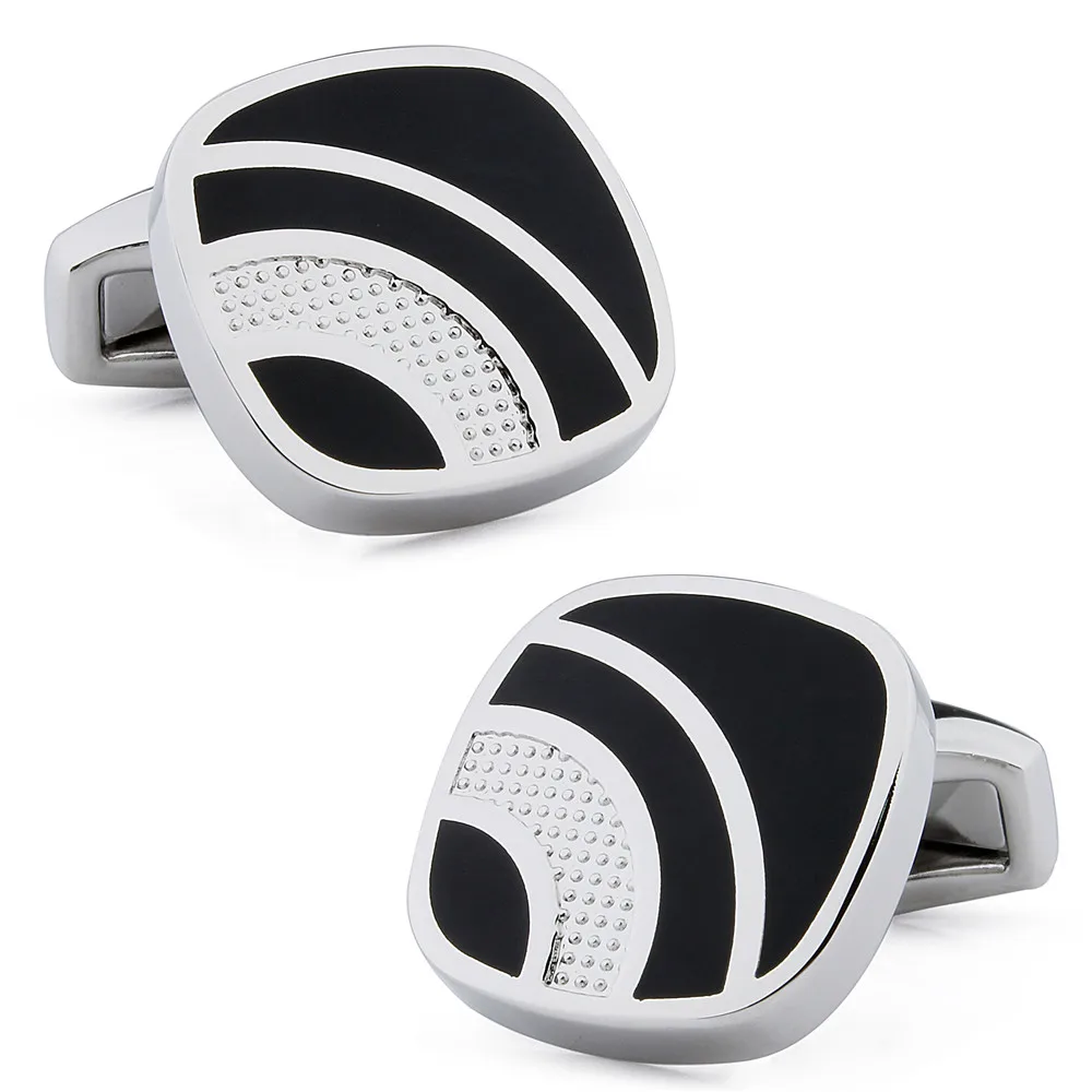 

Fashion Black Blue Enamel Cool Cufflinks Wedding Gift For Men Dress Shirt Accessories Friends with Box