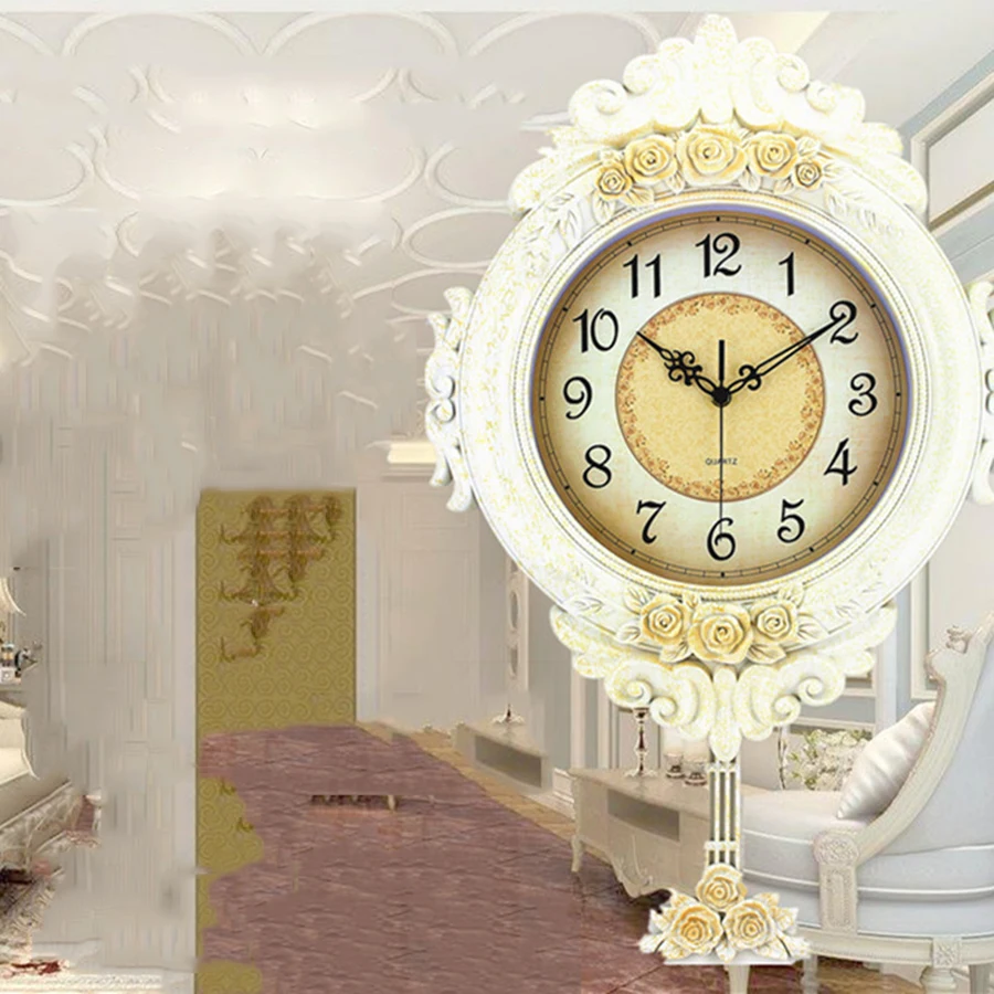 

European Retro Quartz Clock Art Decoration Living Room Wall Clocks Modern Design Home Decor Digital Large Decorative Room 50Q015