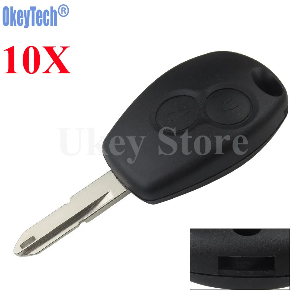 

OkeyTech 10PCS/LOT 2 Button Remote Key Fob Shell Case Blank For Renault Duster Logan Fluence Clio Vivaro Movano Traffic KANGOO