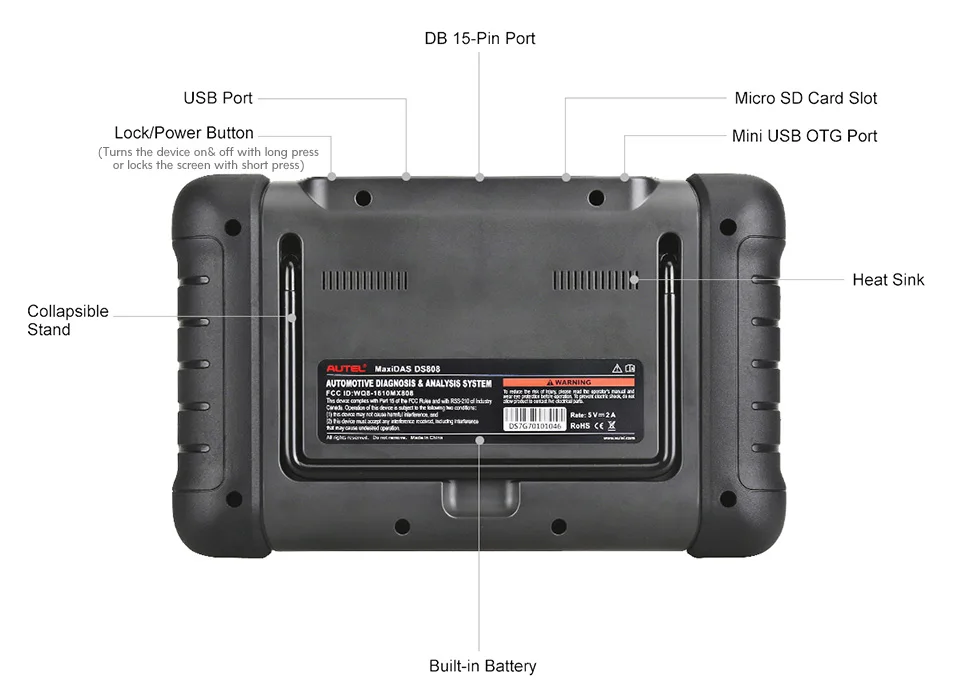 Autel MAXIDAS DS808 OBD2 сканер OBDII OBD 2 Авто диагностический сканер инструмент TPMS программируемый ключ программист Maxisys MS906