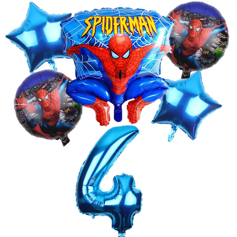6pcs/lot Spiderman Foil Helium Balloons 30" Red Number Party Inflatable Ball Birthday Party Decoration Kids Toys Star Globos