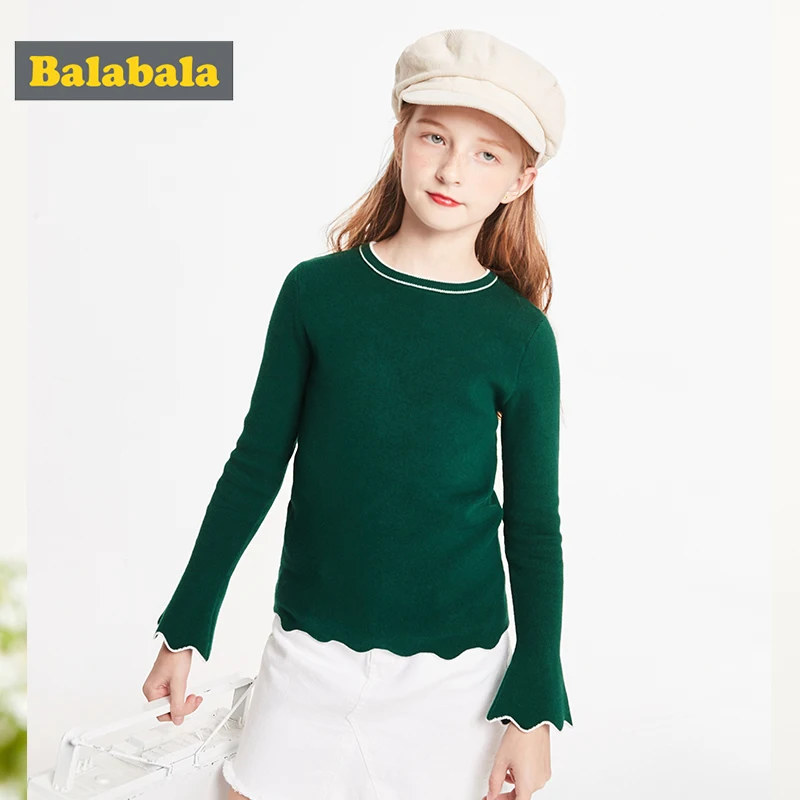 Balabala Children clothing girls sweater cotton o neck 2019 new autumn big girl sweet fashion | Детская одежда и обувь