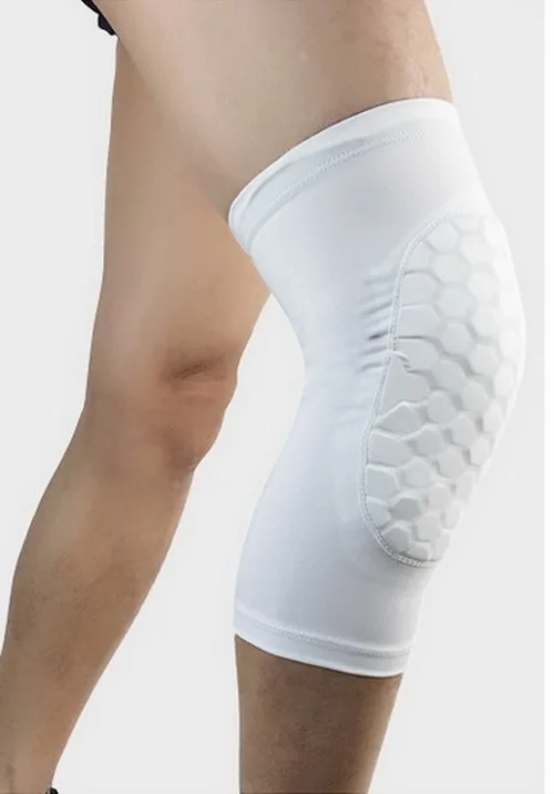 short style white 2 шт./пара Шестигранная губка волейбол баскетбольные наколенники Спортивная безопасность протектор коленного бандажа до середины икры сжатия Поддержка штанины до колен - Цвет: short style white