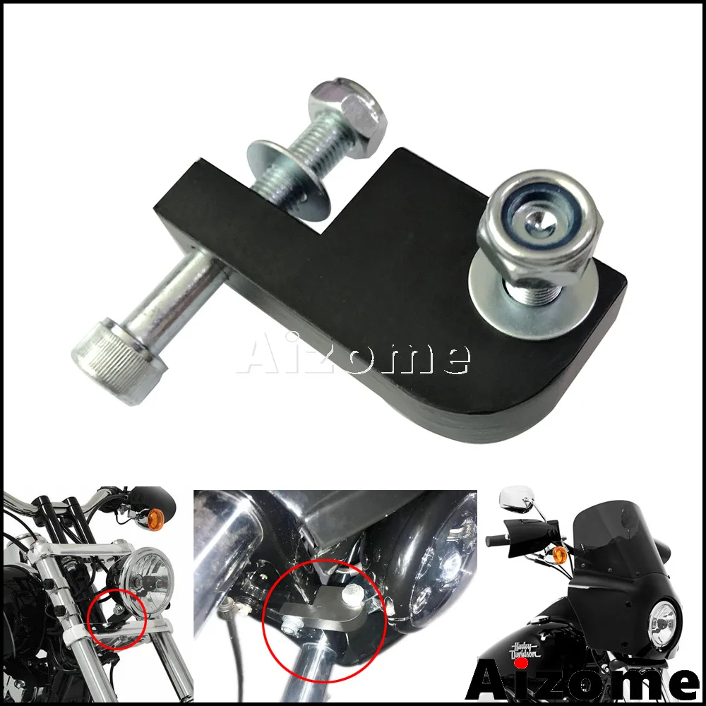 Black Headlight Fairing 39-49mm Fork Headlamp Relocation Bracket Headlight Extension Block For Harley Dyna FXDL FXDF FXDB FXDWG