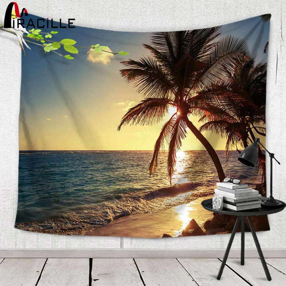 

Miracille Coconut Tree Indian Tapestry Wall Hanging Beach Hippie Throw Bohemian Tapiz Yoga Mat Living Room Decor 130x150cm