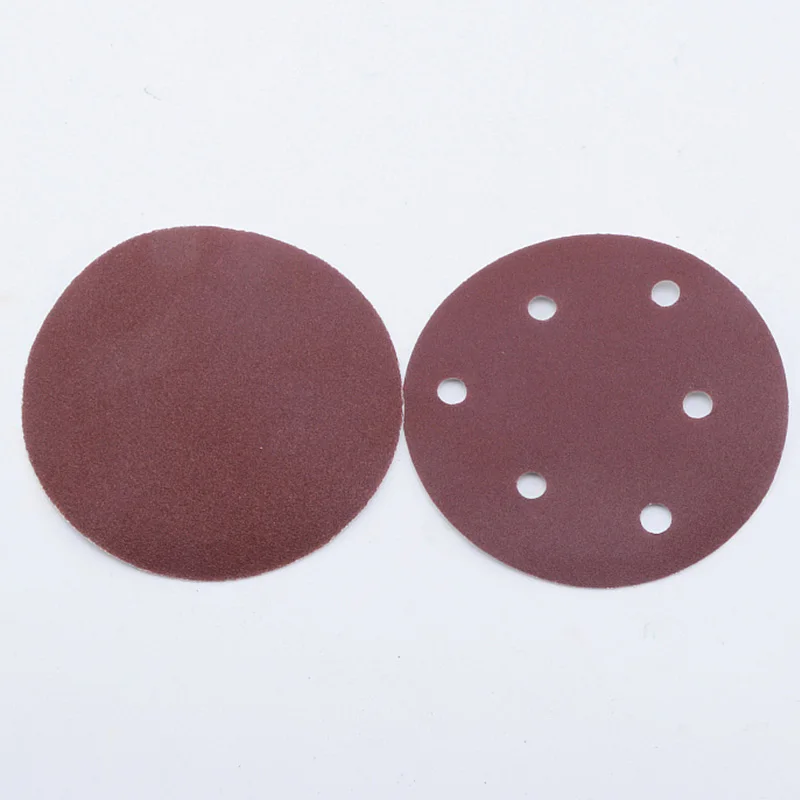 

100pcs/set 5 inch 6 hole flocking sandpaper / brushed sandpaper / sanding machine special back velvet disc sandpaper 125MM