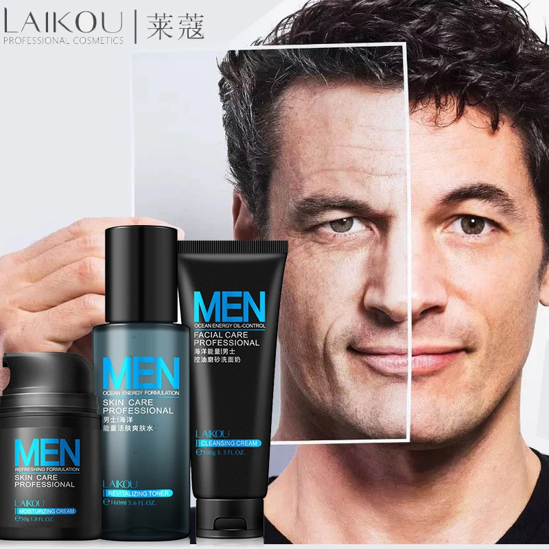 

Anti Aging Daily Skincare Set For Men 3pcs/lot Cleanser Toner Cream Moisturizing Oil-control Shrink Pores Anti Wrinkle Face Care
