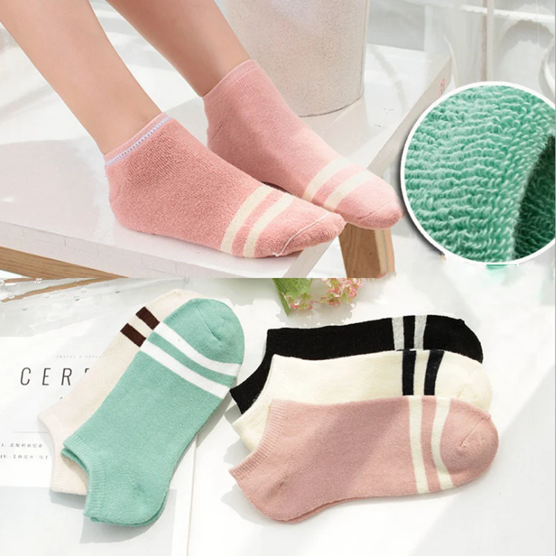 Для женщин в полоску Плотные хлопковые носки-следки носки удобные Носки для