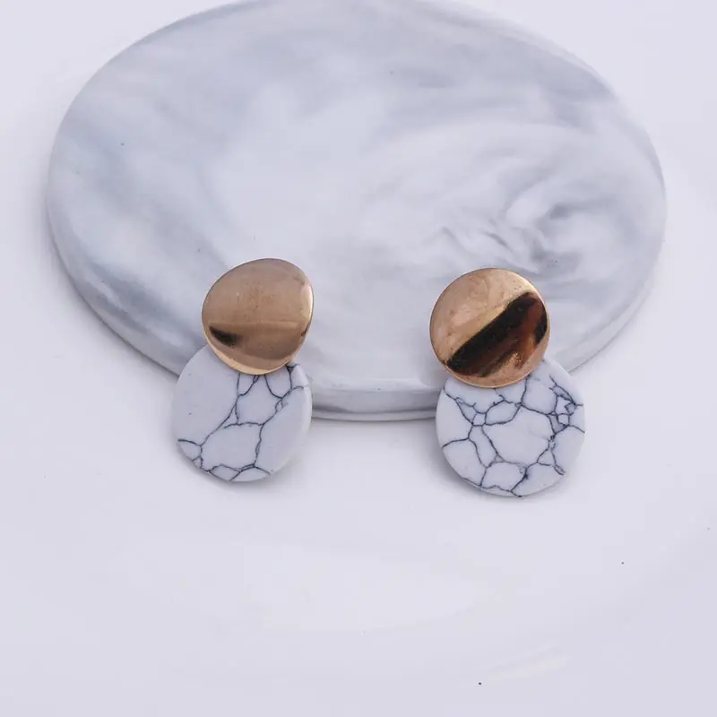 Fashion Statement Earrings Black White Gold Round Circle Geometric Earrings for Women Punk Metal Earring Trendy Jewelry Elegant