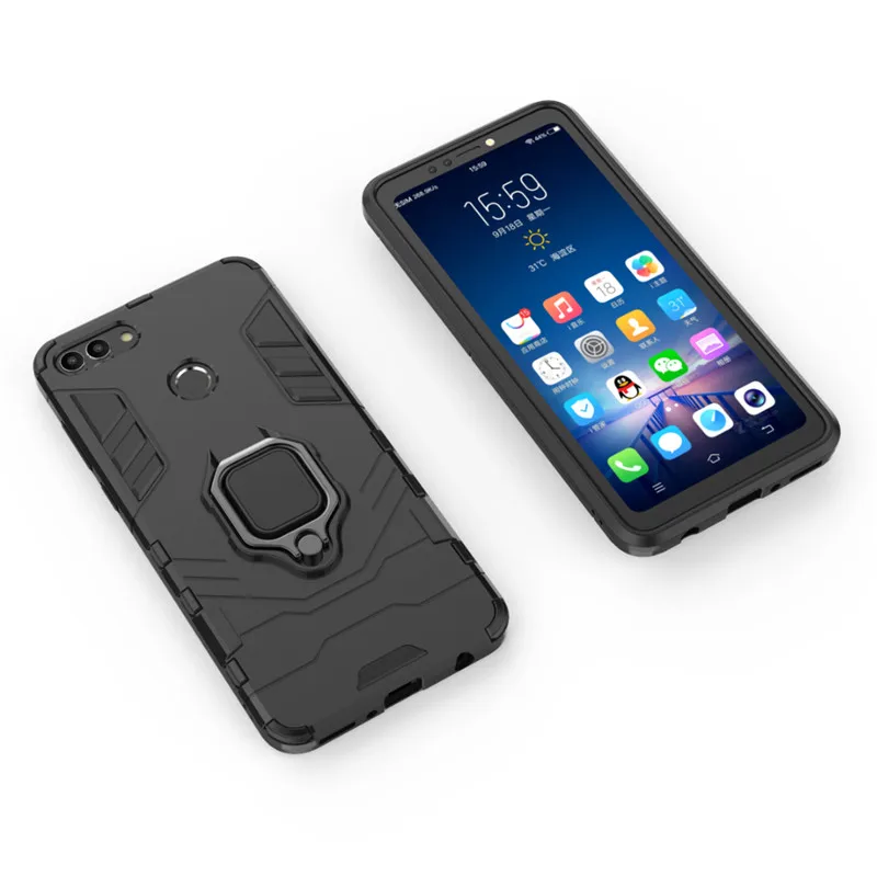 Ударопрочный защитный чехол для Huawei Y9 2018 TPU + PC Автомобильное магнитное кольцо